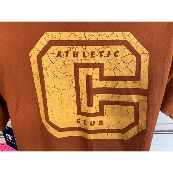 Champion Mens C Logo Classic T-Shirt~Size Medium~Burnt Orange Graphic Tee L9 06 - Picture 6 of 9
